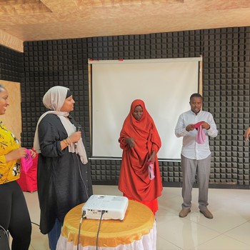 Ethiopia Menstrual Hygiene Programme Somali TOT Participant Demonstration On How To Put Reusable Pad On Underwear 3