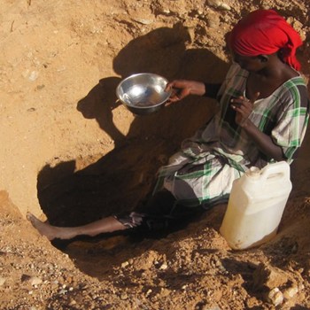 Somalilander Digging For Water In A Wadi