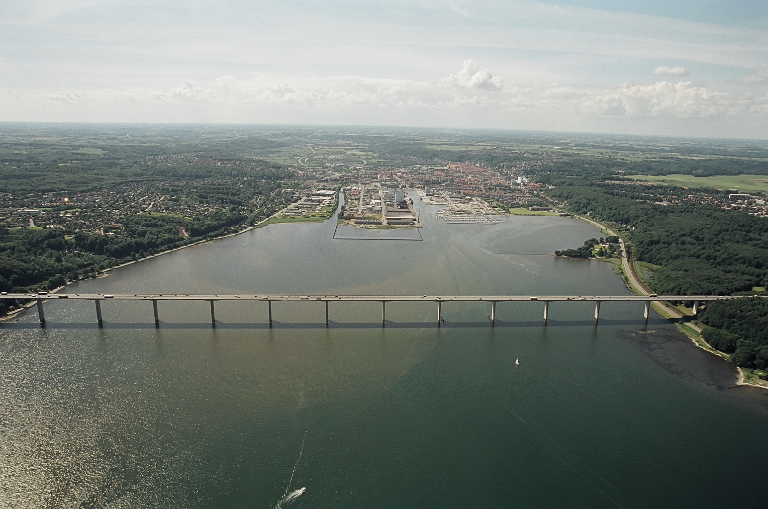 Vejle Harbour Seen From Waterside Aerial